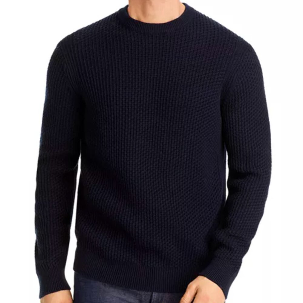 Cozy Navy Buffalo Knit Sweater